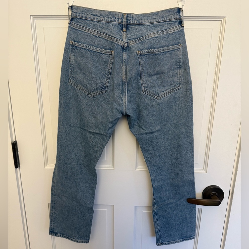AGOLDE Riley Ripped Super High Waist Crop Straight Leg Jeans in Whiplash - Picture 8 of 13